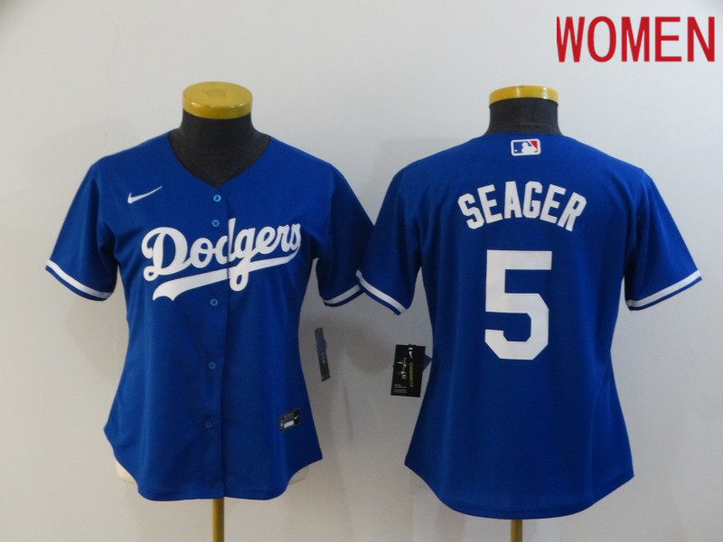 Women Los Angeles Dodgers 5 Seager Blue Game Nike MLB Jerseys
